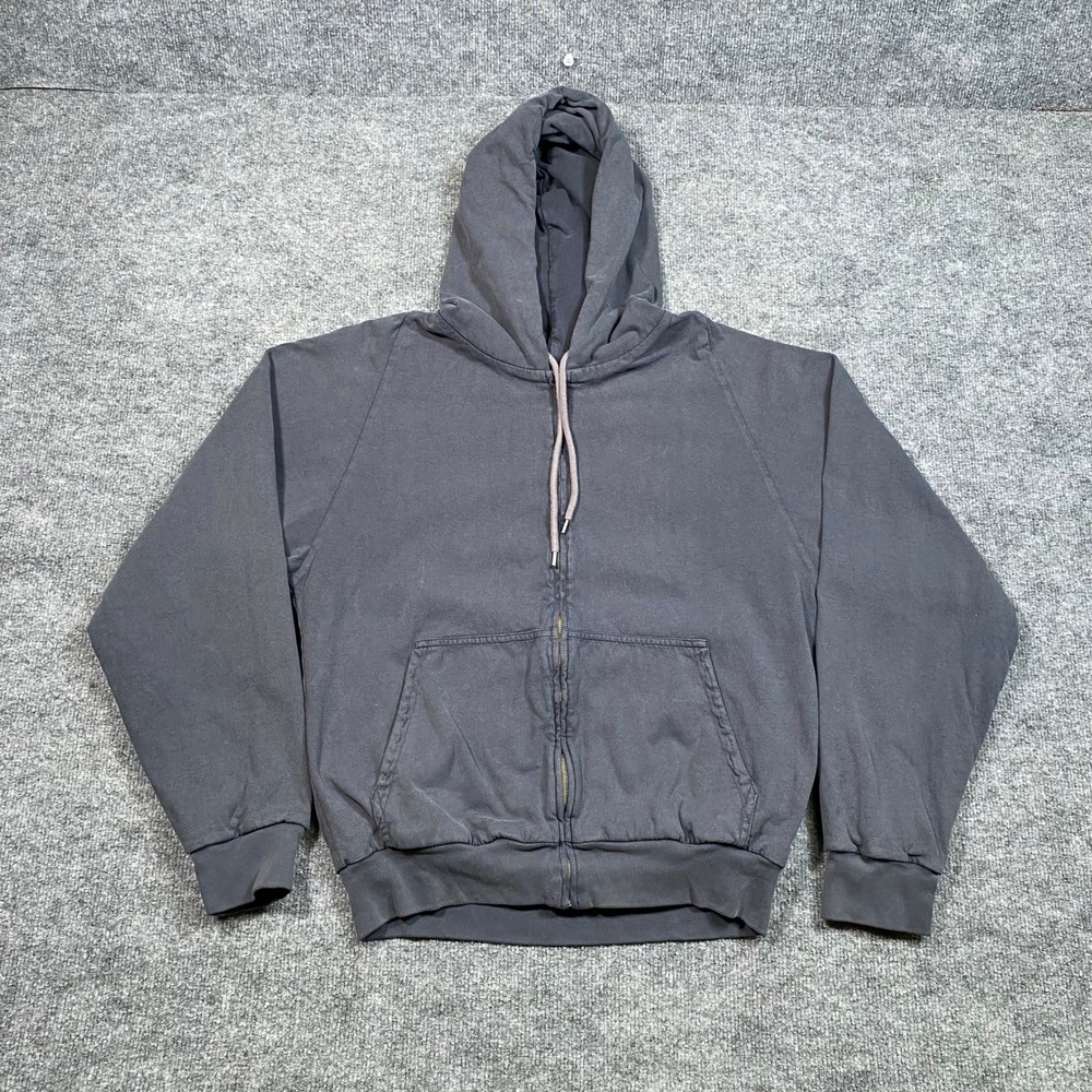 Yeezy Gap Poetic Black Zip Up Hoodie Mens Medium Boxy Faded Wash SP23 Cotton